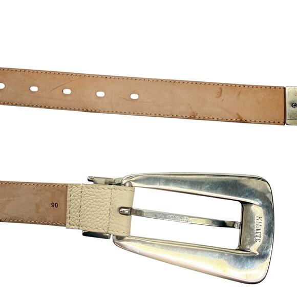 Khaite Lucca Leather Belt Solid Brass Buckle Dark Ivory Size 90/36 main image 8